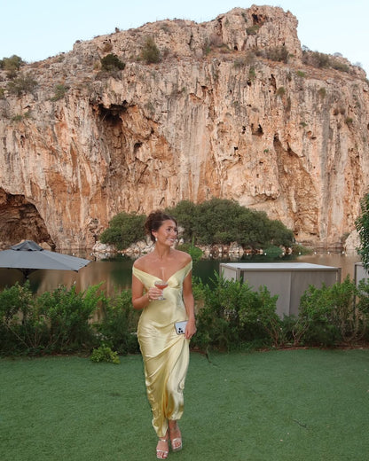 Serene Backless Satin Maxi Dress