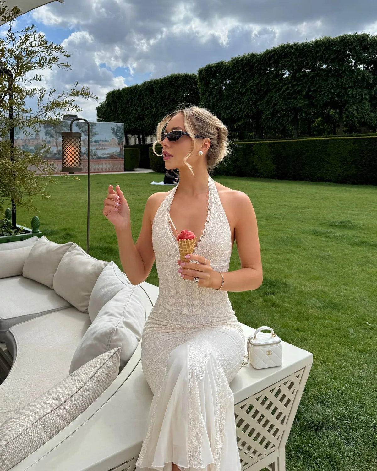 Sienna Halter Neck Lace Maxi Dress