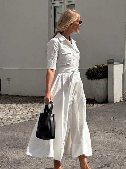 Beatrice Bow Tie-Waist Shirt Dress