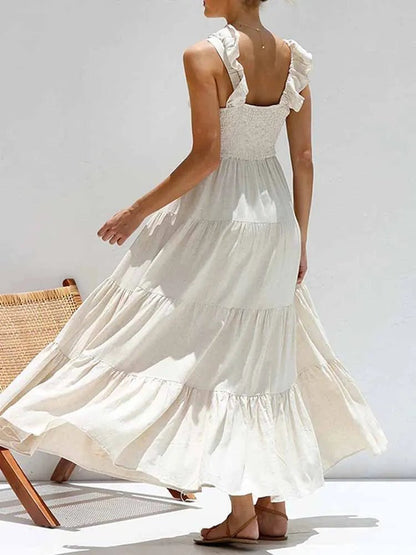 Tahlia Ruffle Cotton Linen Maxi Dress