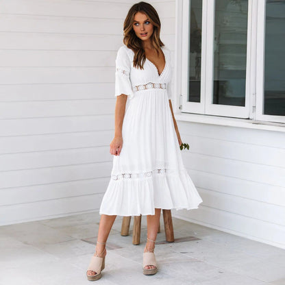 Winona Lace V-Neck Midi Dress