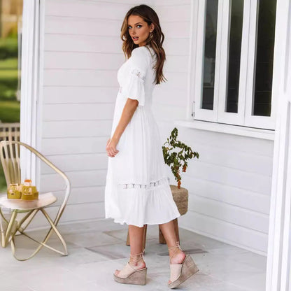 Winona Lace V-Neck Midi Dress