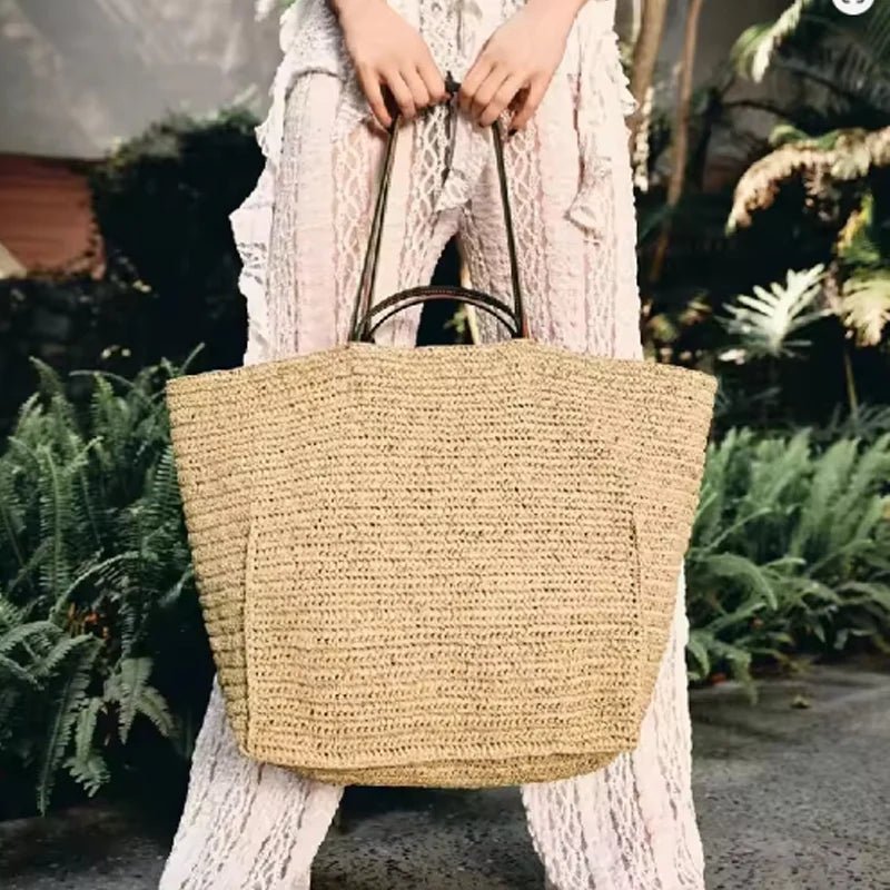 Bianca Handwoven Straw Beach Tote Bag