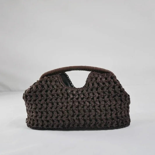 Celeste Woven Straw Shell Clutch