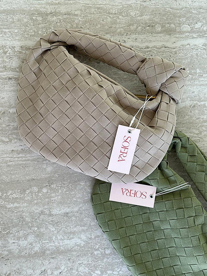 Suede Woven Mini Handbag
