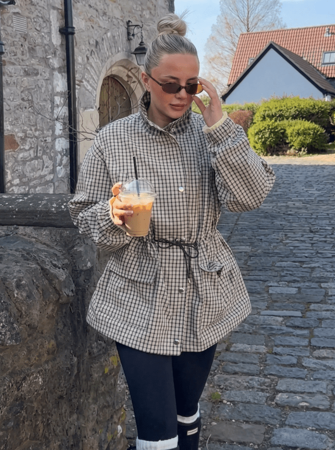 Daniela Vintage Plaid Waist-Cinched Jacket
