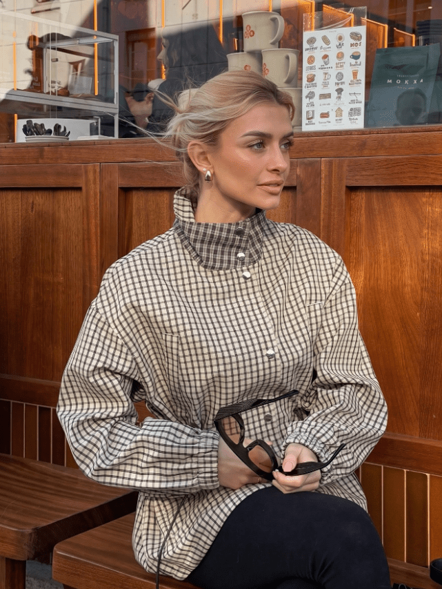 Daniela Vintage Plaid Waist-Cinched Jacket