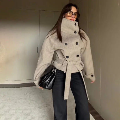 Esther Belted Funnel Neck Coat