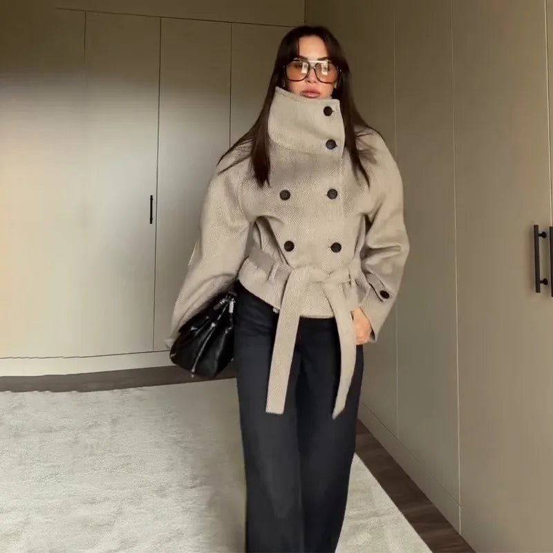 Esther Belted Funnel Neck Coat