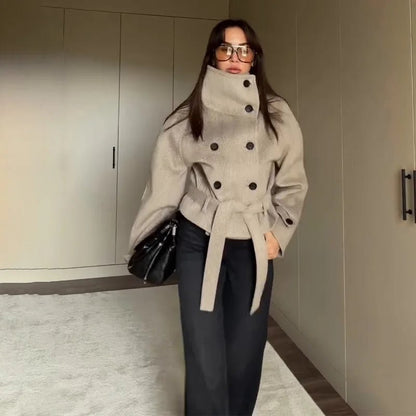 Esther Belted Funnel Neck Coat