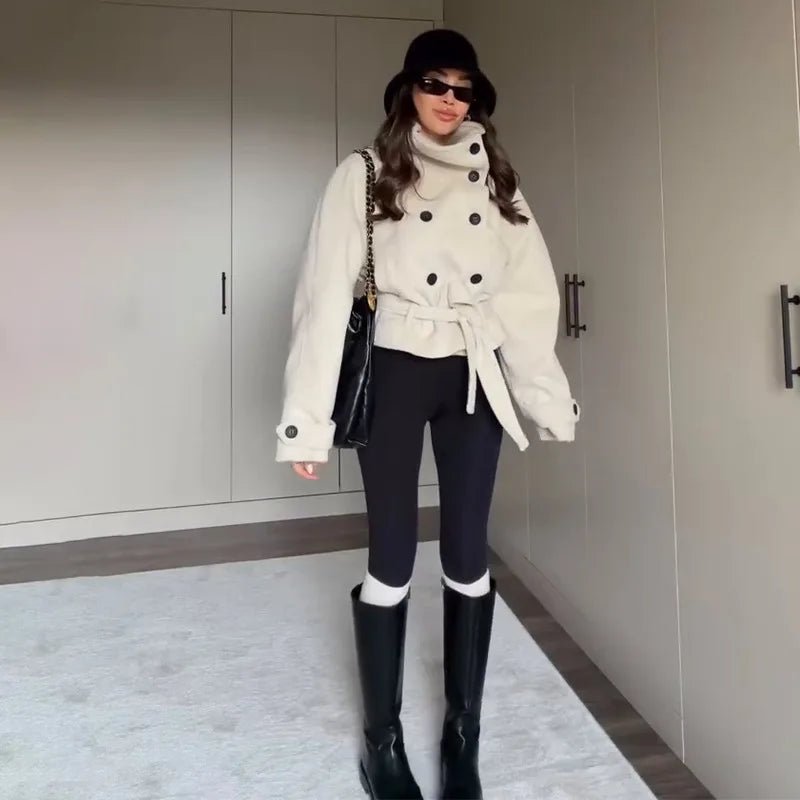 Esther Belted Funnel Neck Coat