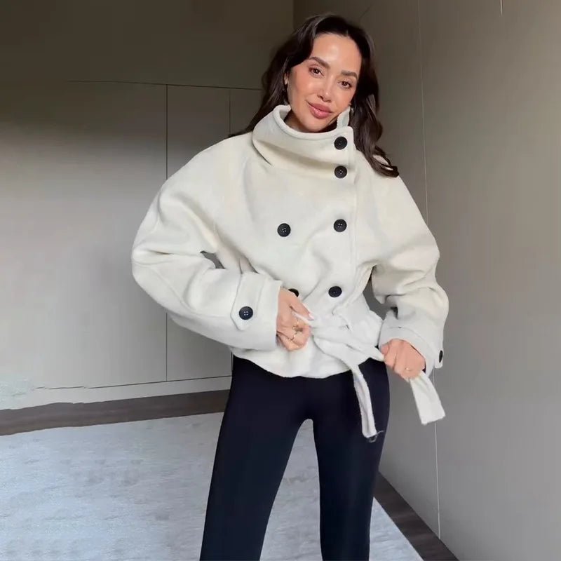 Esther Belted Funnel Neck Coat