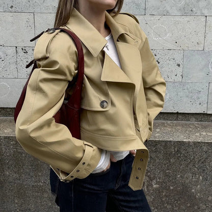 Fern Khaki Crop Trench Jacket