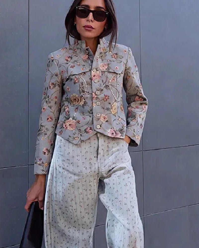 Laura Vintage Jacquard Cropped Jacket