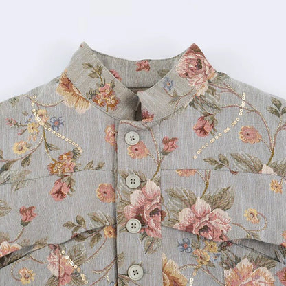 Laura Vintage Jacquard Cropped Jacket