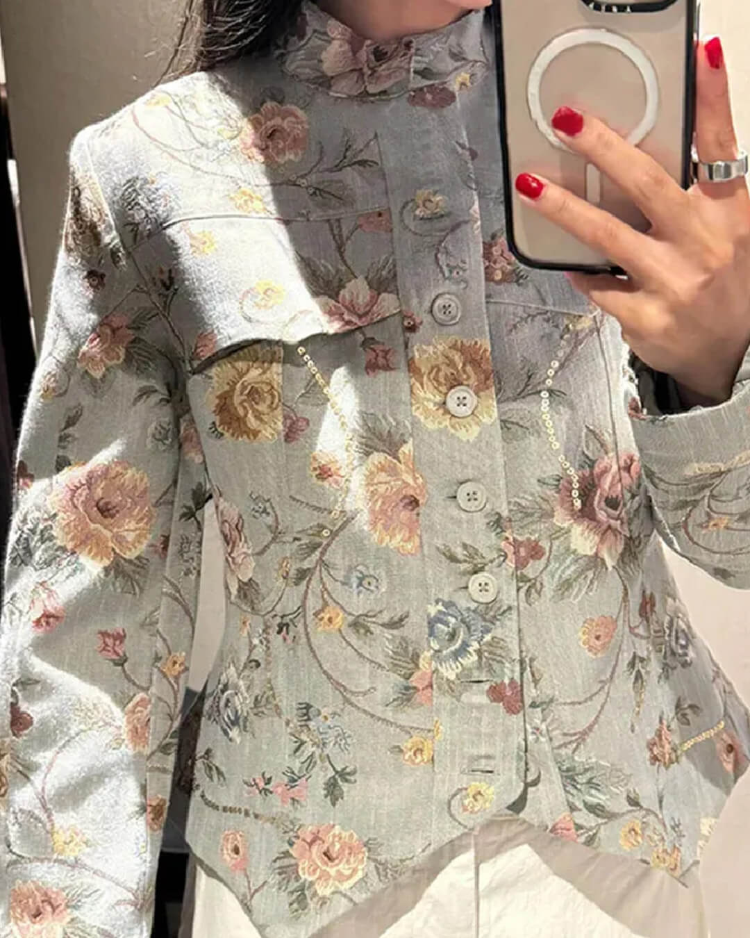 Laura Vintage Jacquard Cropped Jacket
