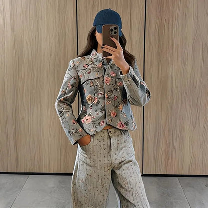 Laura Vintage Jacquard Cropped Jacket