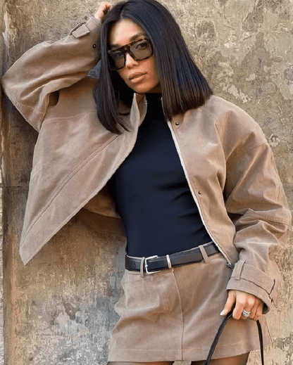 Linda Faux Suede Zip Jacket