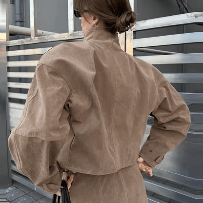 Linda Faux Suede Zip Jacket