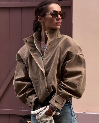 Linda Faux Suede Zip Jacket