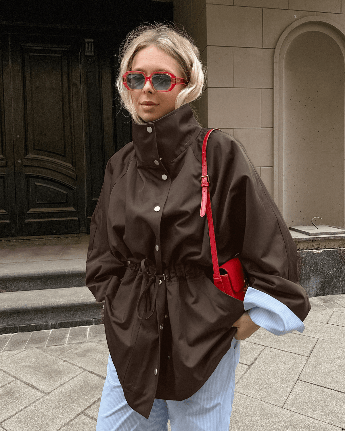 Rebecca Contrast Collar Windbreaker Jacket