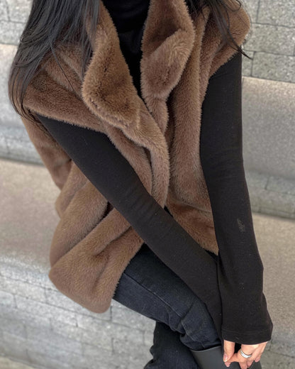Amalia High Neck Faux Fur Vest