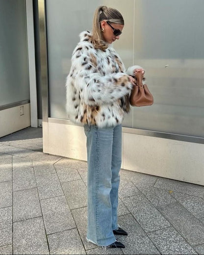 Celeste Leopard Faux Fur Coat