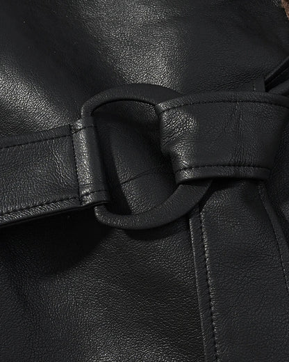 Cora Short Belted Faux Leather Jacket