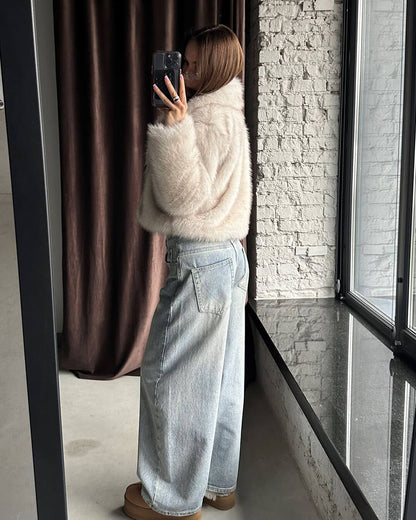 Darcy Cropped Faux Fur Jacket