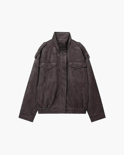 Elyssa Suede Bomber Jacket