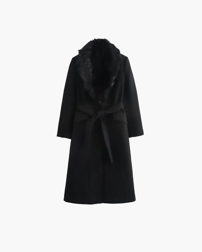 Flora Faux Fur Collar Maxi Coat