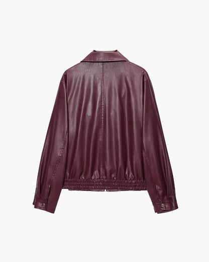 Harper Faux Leather Bomber Jacket