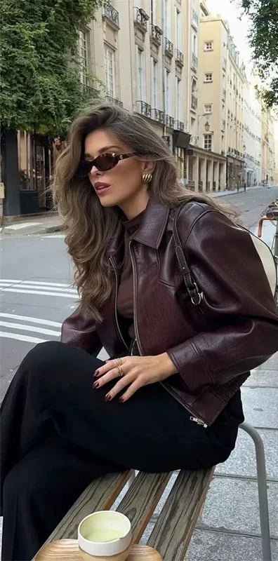 Harper Faux Leather Bomber Jacket