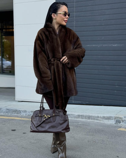 Hazel Belted Faux Fur Jacket