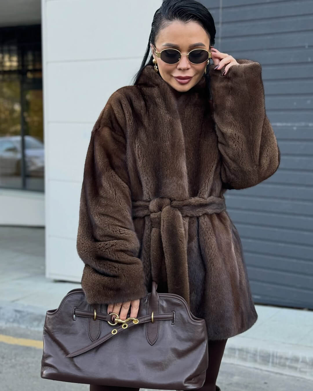 Hazel Belted Faux Fur Jacket