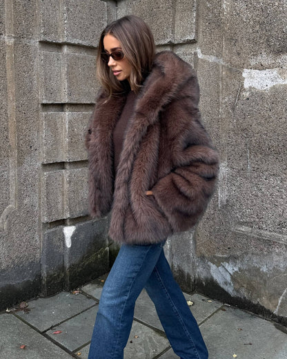 Ivy Faux Fur Hooded Short Coat