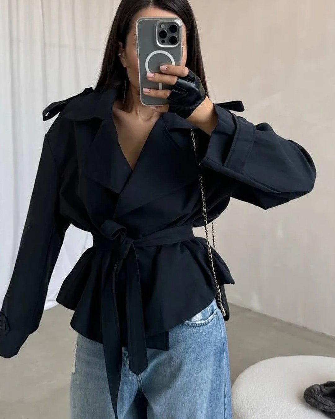 Molly Belted Cropped Trench Coat