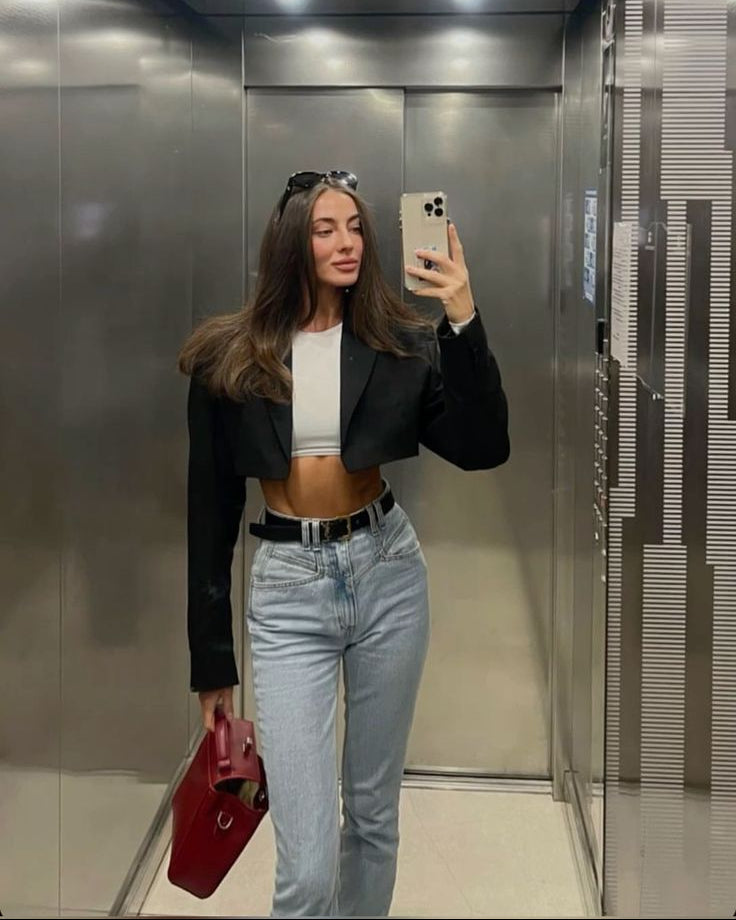 Olga Padded Cropped Suit Jacket