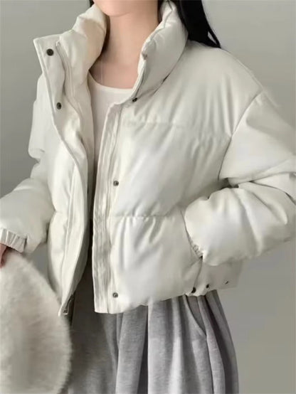 Samantha Faux Leather Puffer Jacket