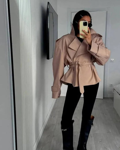 Sandy Lace Up Short Trench Coat