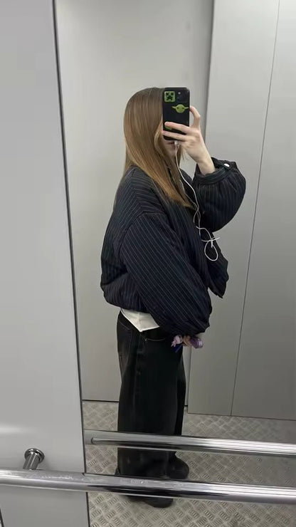 Selena Striped Stand Collar Jacket