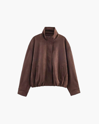 Viona Stand Collar Suede Jacket