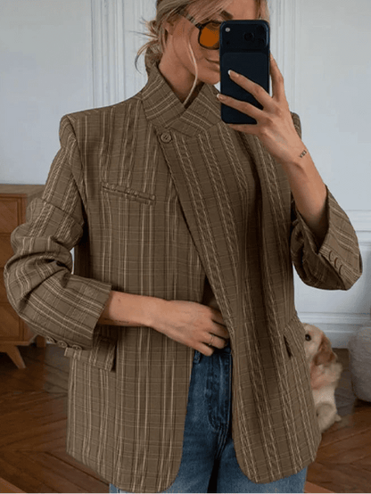 Willow Stand Collar Striped Suit Jacket