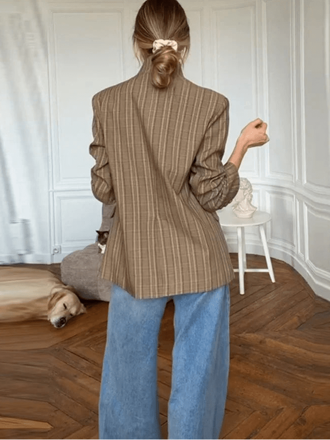 Willow Stand Collar Striped Suit Jacket