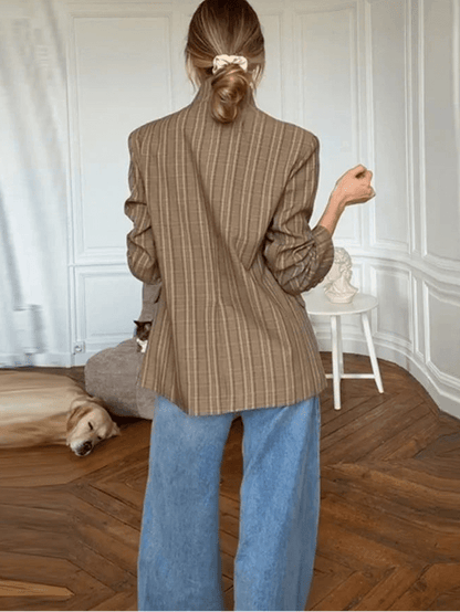 Willow Stand Collar Striped Suit Jacket