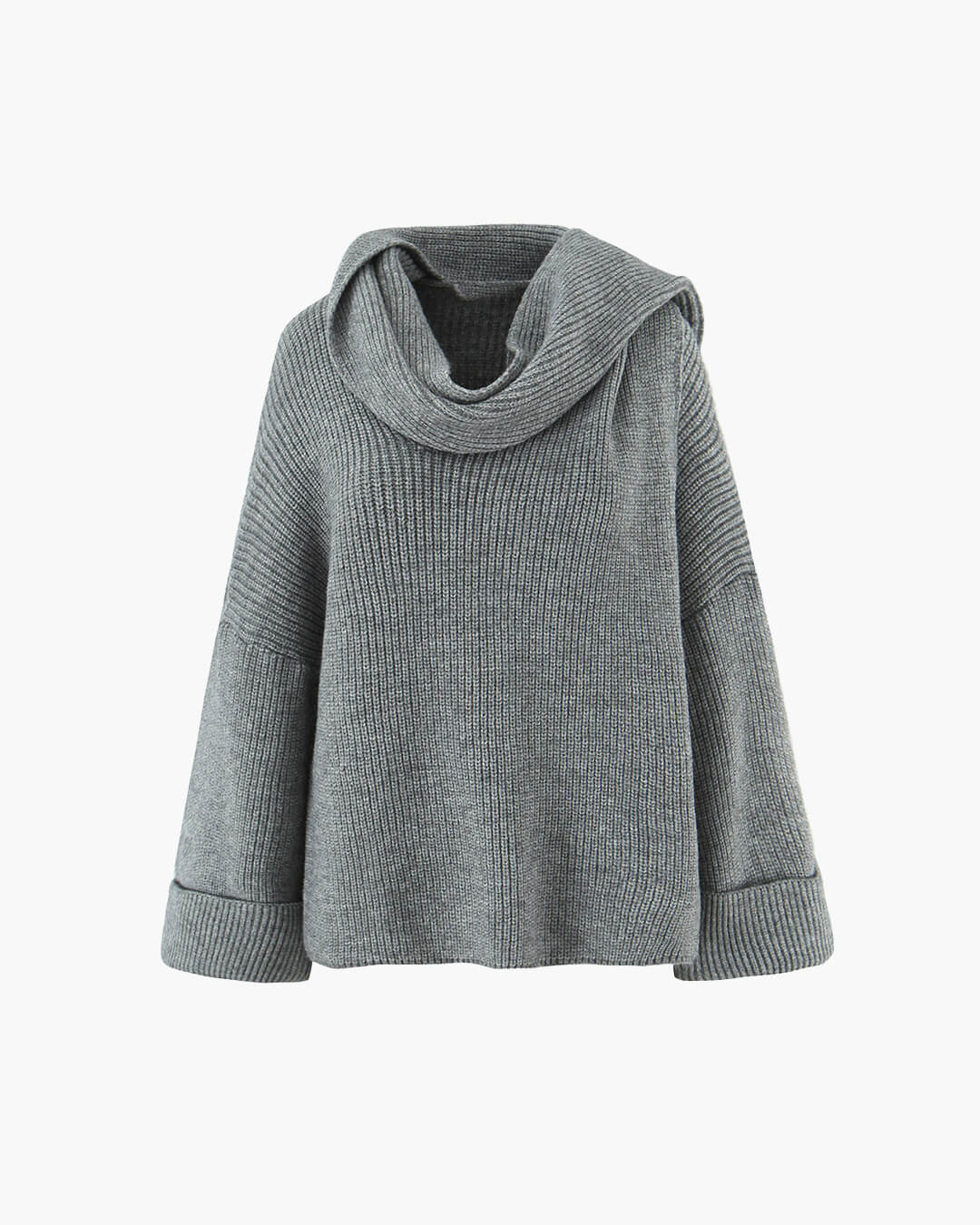 Xia Loose Knit Pullover with Scarf