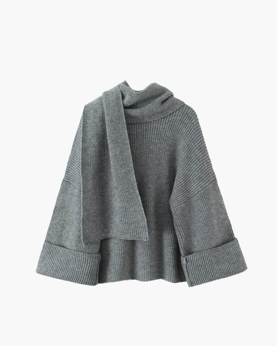 Xia Loose Knit Pullover with Scarf