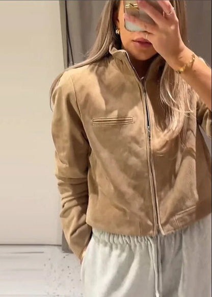 Yza Suede Cropped Bomber Jacket