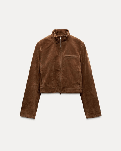 Yza Suede Cropped Bomber Jacket