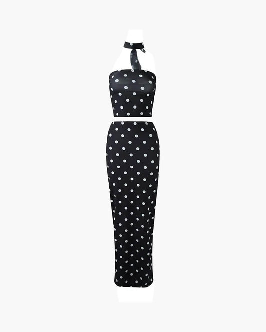 Maelle Dot Print Strapless Two-Piece Set